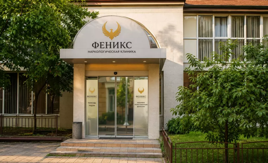 Вход в наркологическую клинику «Феникс» в Судже